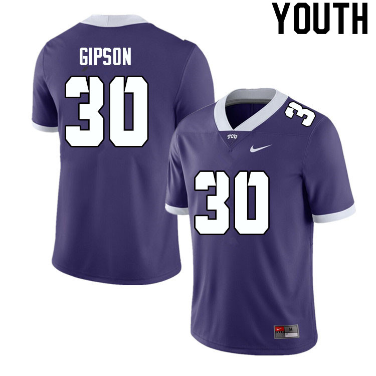 Youth #30 Jayhvion Gipson TCU Horned Frogs College Football Jerseys Sale-Purple